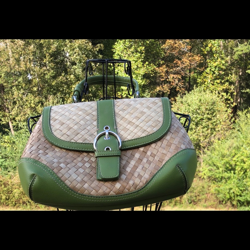 New York & Company Green & Straw Bag